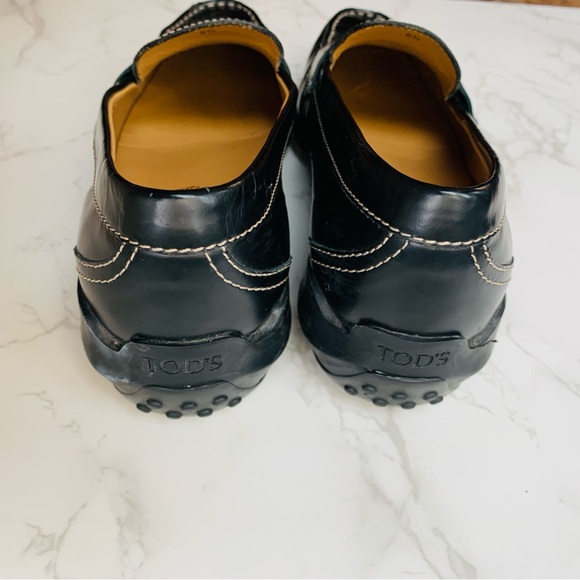 Tod’s Womens Black Leather Rubber Sole Loafers | Size 9.5 - Picture 6 of 11